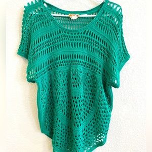Fun green crochet pattern sweater
